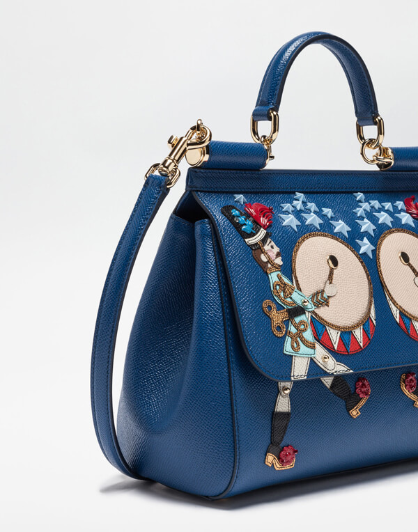 2017新作 SICILY DOLCE & GABBANA ドルチェ&ガッバーナ コピー バッグ DAUPHINEプリントレザーデコレーション ミディアム